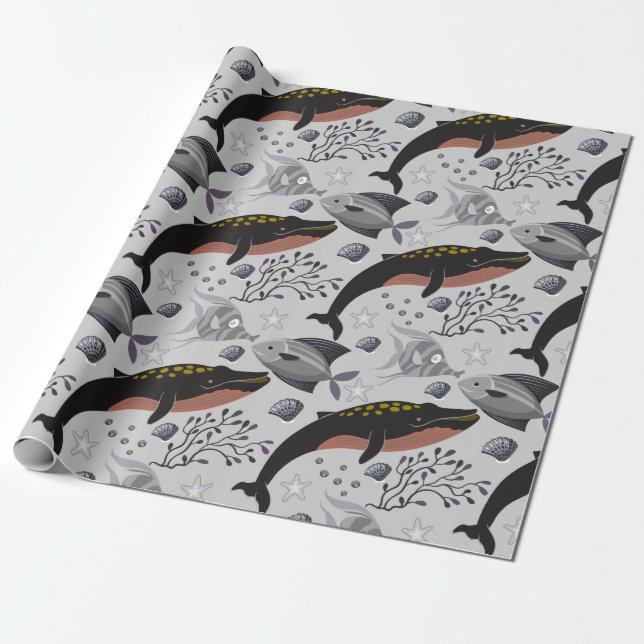Papel De Regalo Aquatic animals pattern | ocean underwater life 22 (Desenrollado)