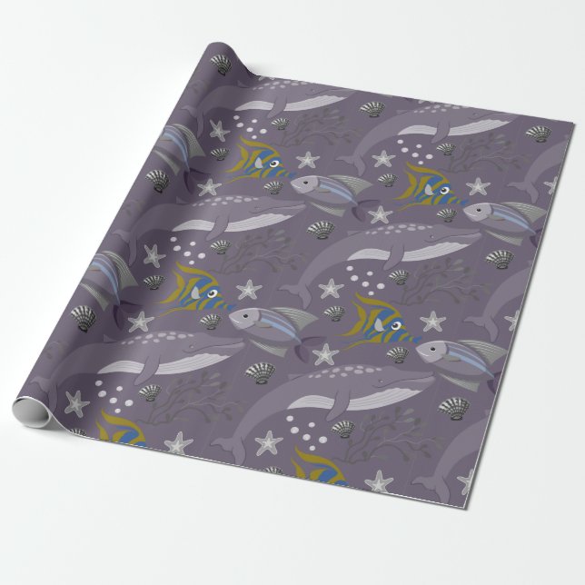 Papel De Regalo Aquatic animals pattern | ocean underwater life 24 (Desenrollado)