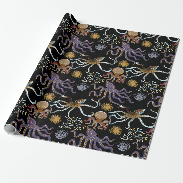 Papel De Regalo Aquatic animals pattern | ocean underwater life 29 (Desenrollado)