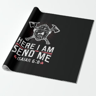 Papel De Regalo Aquí Estoy Enviándome A Isaiah 68 Bombero