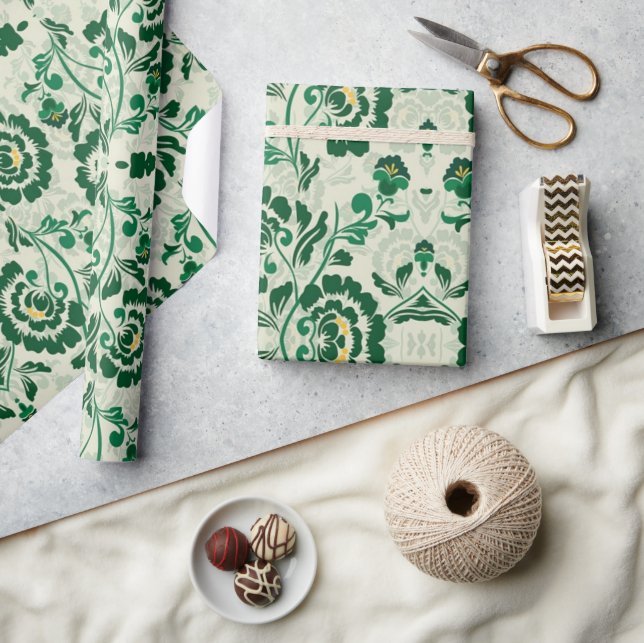 Papel De Regalo Árabe Elegante Floral Geométrica Verde Marroquí (Artesanía)