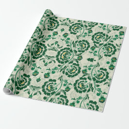 Papel De Regalo Árabe Elegante Floral Geométrica Verde Marroquí