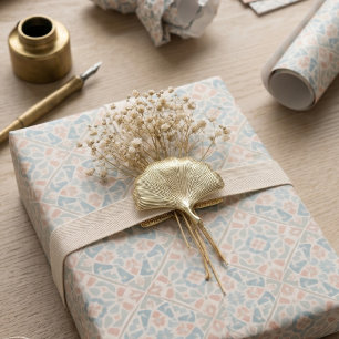 Papel De Regalo Arabesco terroso   Baldosa de mosaico de acuarela