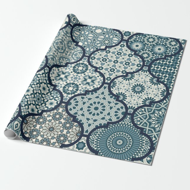 Papel De Regalo Arabic decorative azulejos tiles patchwork islamic (Desenrollado)
