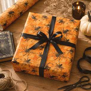 Papel De Regalo Arañas de Halloween góticas espeluznantes y sinies