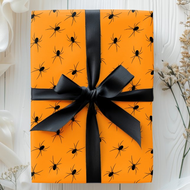 Papel De Regalo Arañas de Halloween Patrón de miedo del Naranja ne (Subido por el creador)