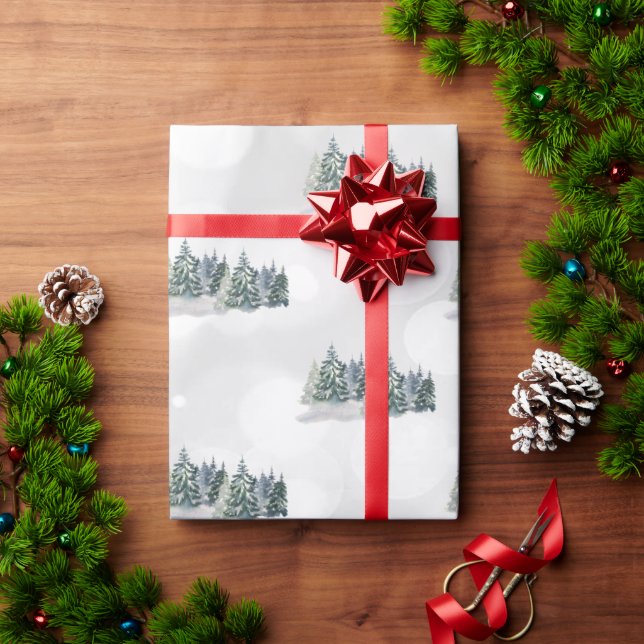 Papel De Regalo Árbol acuarela, bosque (Regalo de vacaciones)