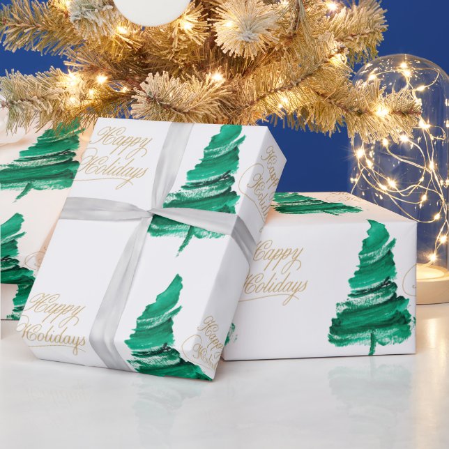 Papel De Regalo Árbol acuático de vacaciones felices (Vacaciones)