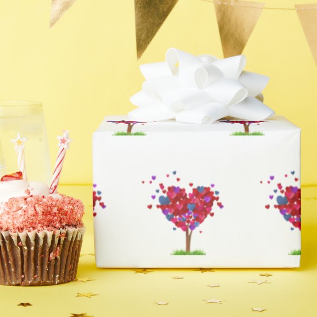 Papel De Regalo Árbol cardíaco con hierba (Fiesta de cumpleaños )