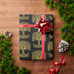 Papel De Regalo Árbol Celta Amarillo De La Vida