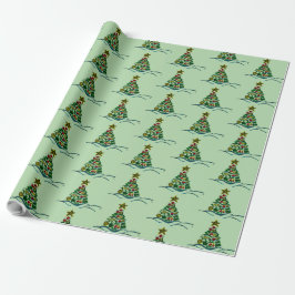 Papel De Regalo Árbol de artesanía festiva sobre Navidades de oliv