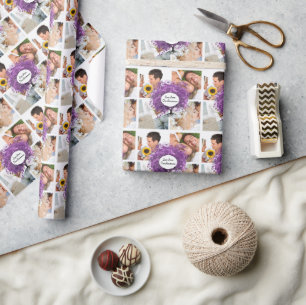 Papel De Regalo Árbol de boda con hoja de corazón púrpura radiante