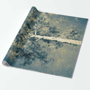 Papel De Regalo Árbol de bosque de textura vintage contra cielo gr