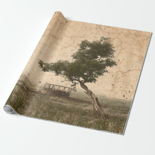 Papel De Regalo Árbol de campo rústico granja antigua beige