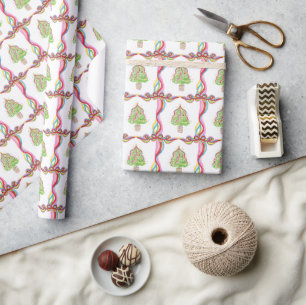 Papel De Regalo Árbol de cinta colorido de color de agua Navidades