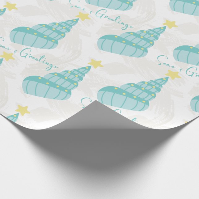 Papel De Regalo Árbol de conchas de mares costeros y saludos (Esquina)