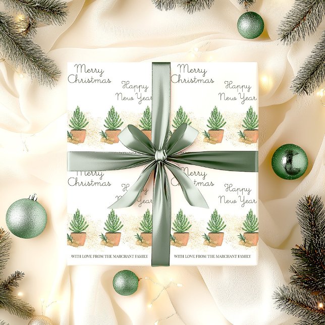 Papel De Regalo Árbol de flores y Navidades personalizados de rega (Personalized Christmas wrapping paper)
