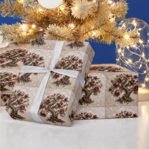 Papel De Regalo Árbol de la Vida con Granadas Arte en Relieve 3D