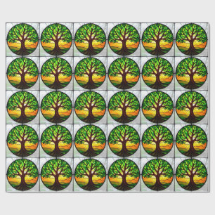 Papel De Regalo Árbol de la Vida de Vidrio Emplomado