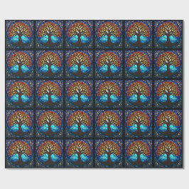 Papel De Regalo Árbol de la Vida en Vidrio Pintado  Baldosa Cerámi