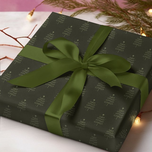 Papel De Regalo Árbol de Navidad abstracto moderno vacaciones verd (Subido por el creador)