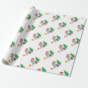 Papel De Regalo árbol de Navidad, adorable cachorro de Yorkshire y