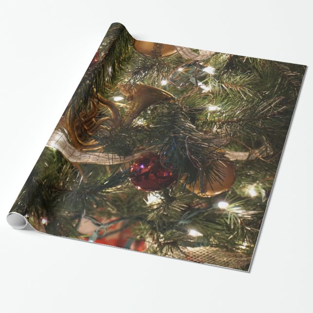 Papel De Regalo Árbol de navidad adornado (Desenrollado)