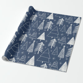 Papel De Regalo Árbol de Navidad - Árbol Evergreen - Azul de árbol