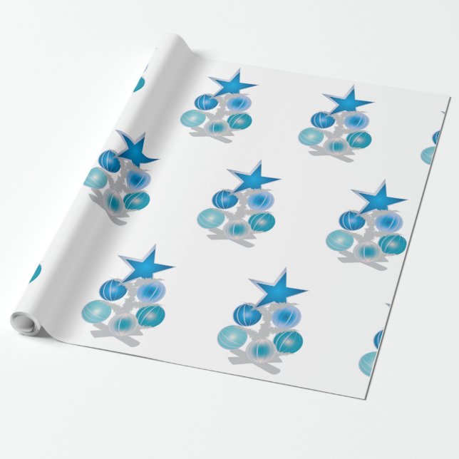 Papel De Regalo Árbol de Navidad azul (Desenrollado)