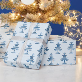 Papel De Regalo Árbol de Navidad azul en nieve