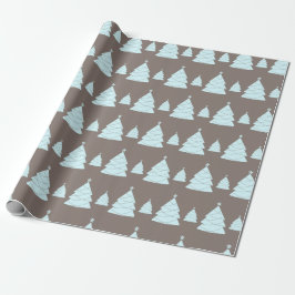 Papel De Regalo Árbol de Navidad Azul gris y pastel retro