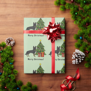 Papel De Regalo Árbol de Navidad Bi-Black German Shepherd