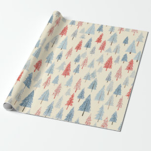 Papel De Regalo Árbol de Navidad Bosque Patrón Escandinavo