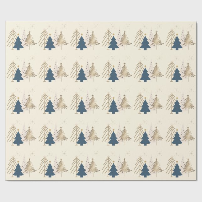 Papel De Regalo Árbol de Navidad Clásico Marfil (Superficie plana)