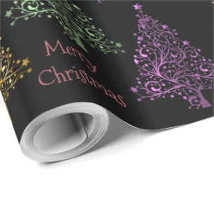 Papel De Regalo Árbol de Navidad Colorido Patrón con Nombre