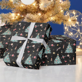 Papel De Regalo Árbol de Navidad con Acuarela Caprichosa