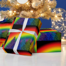 Papel De Regalo Árbol de Navidad con arco iris