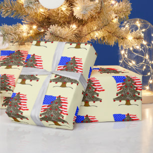 Papel De Regalo Árbol de Navidad con Camuflaje del Desierto y Band