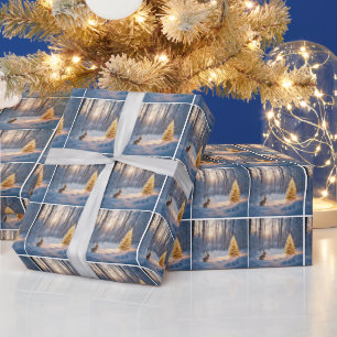 Papel De Regalo Árbol de Navidad con conejo
