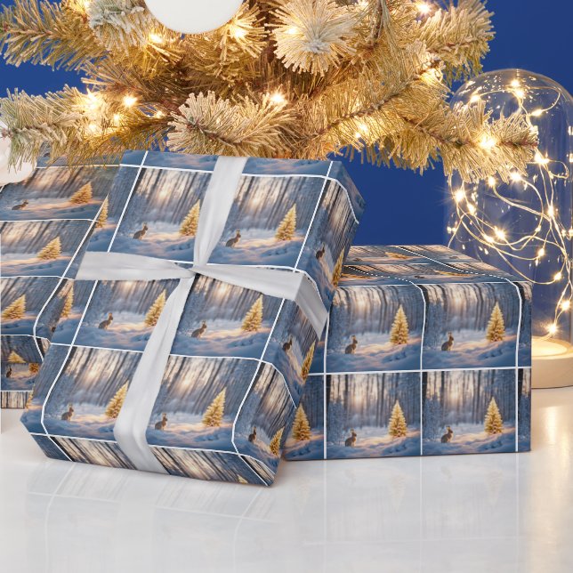 Papel De Regalo Árbol de Navidad con conejo (Vacaciones)