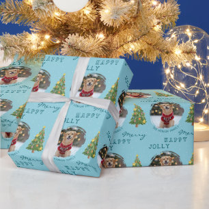 Papel De Regalo Árbol de Navidad con Foto Personalizada de Perro y