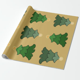 Papel De Regalo Árbol de navidad con la estrella en de oro de