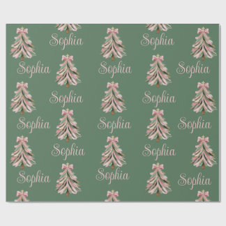 Papel De Regalo Árbol de Navidad con Lazo Croquette Nombre Persona