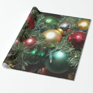 Papel De Regalo Árbol de navidad con los ornamentos y las luces de