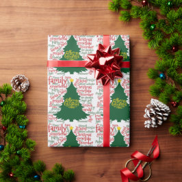 Papel De Regalo Árbol de Navidad con palabras Navidades