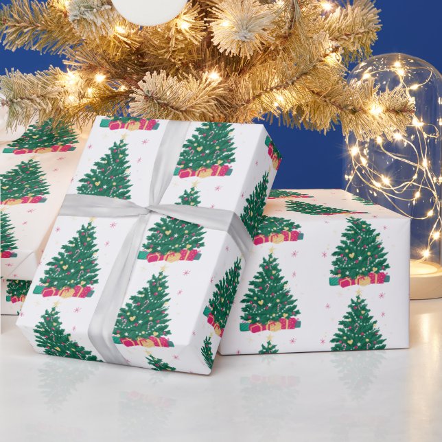 Papel De Regalo Árbol de Navidad con regalos (Vacaciones)
