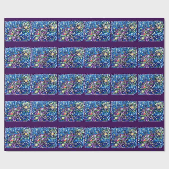 Papel De Regalo Árbol de Navidad Cósmico (Superficie plana)