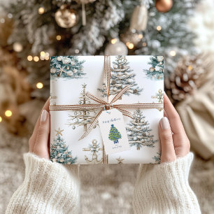 Papel De Regalo Árbol de Navidad Costero + Ancla