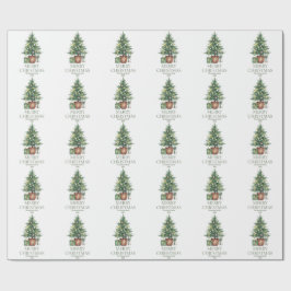 Papel De Regalo Árbol de navidad de acuarela rústica no foto