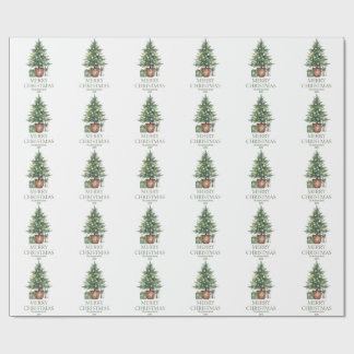 Papel De Regalo Árbol de navidad de acuarela rústica no foto